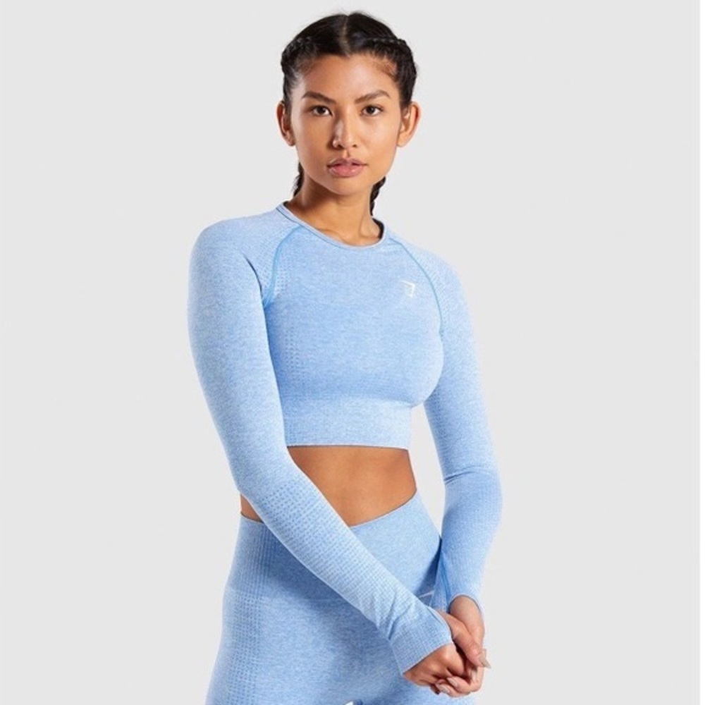 Gymshark Vital Seamless Long Sleeve Crop Top - Blue